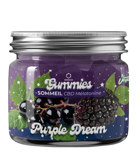 Gummies CBD Sommeil I Purple Dream I Cassis/Mûre – 20mg CBD & mélatonine – Sans THC – 30 gummies