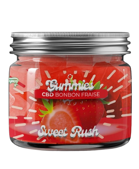 🍓 Gummies CBD Confort I Sweet Rush I Bonbon Fraise – 10mg CBD – Sans THC – 30 gummies